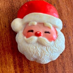 Vintage Santa Claus Pin - Red & White Festive Brooch